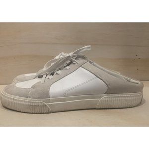 Vince Slip On Sneaker Backless Women Size 10 White/Gray Suede/Leather Shoe
